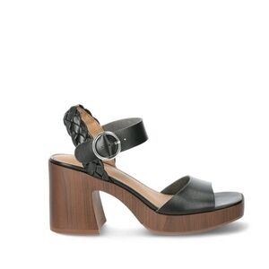 Women's Open Toe Single Band Block Heel Sandals With Adjustable Ankle Buckle
